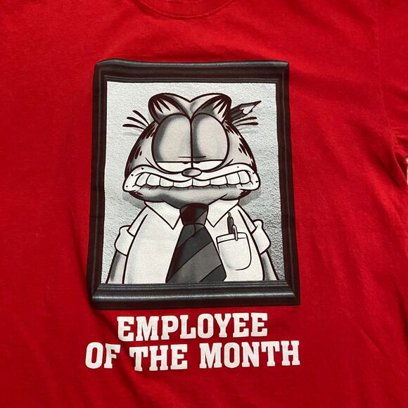Jerzees Vintage Y2K Garfield Employee Of The Month Red T-Shirt Men's Size XL - Picture 2 of 7
